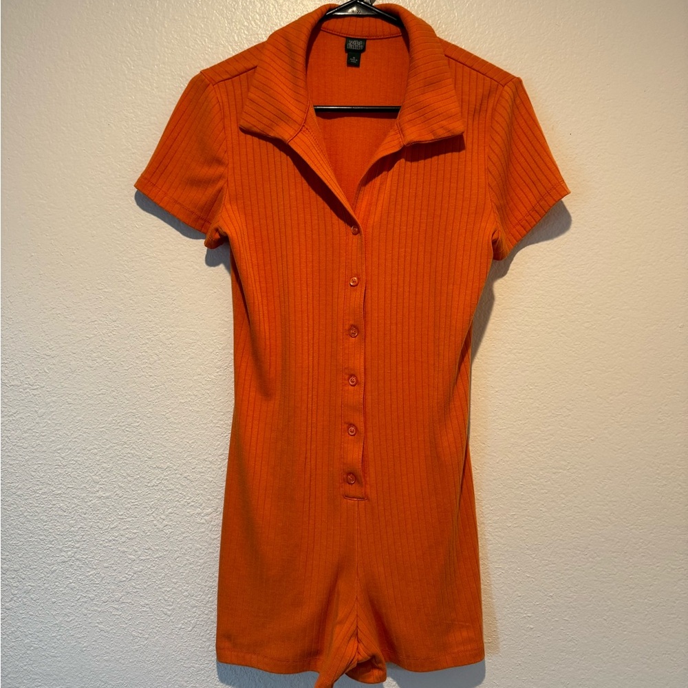 Short Sleeve Orange Romper